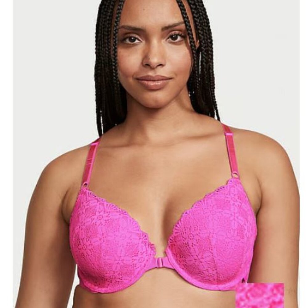 VS - Sexy Tee Lightly Lined Front-Close Lace Demi Bra - 32C